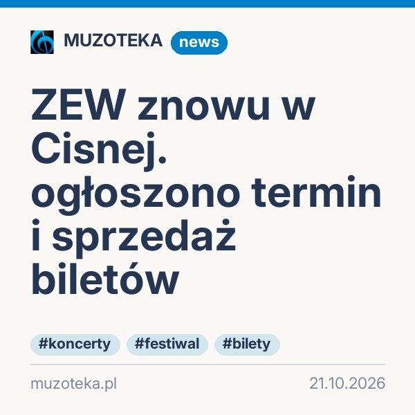 ZEW znowu w Cisnej. ogłoszono termin i sprzedaż biletów