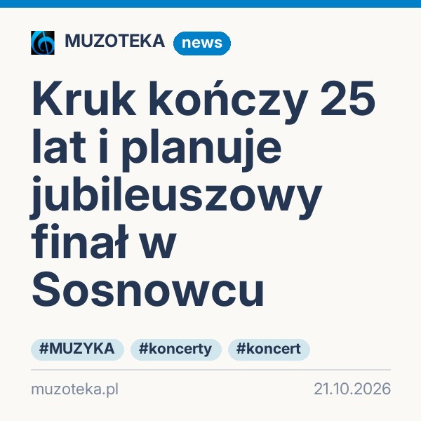 Kruk kończy 25 lat i planuje jubileuszowy finał w Sosnowcu