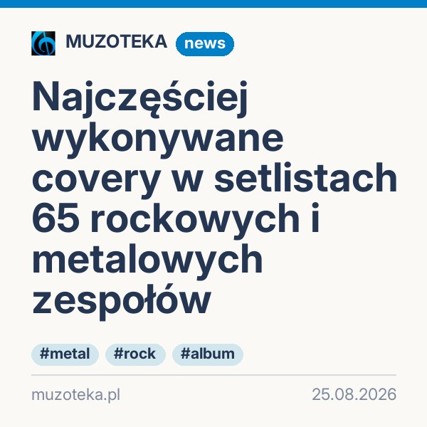 Najczęściej wykonywane covery w setlistach 65 rockowych i metalowych zespołów