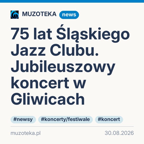 75 lat Śląskiego Jazz Clubu. Jubileuszowy koncert w Gliwicach
