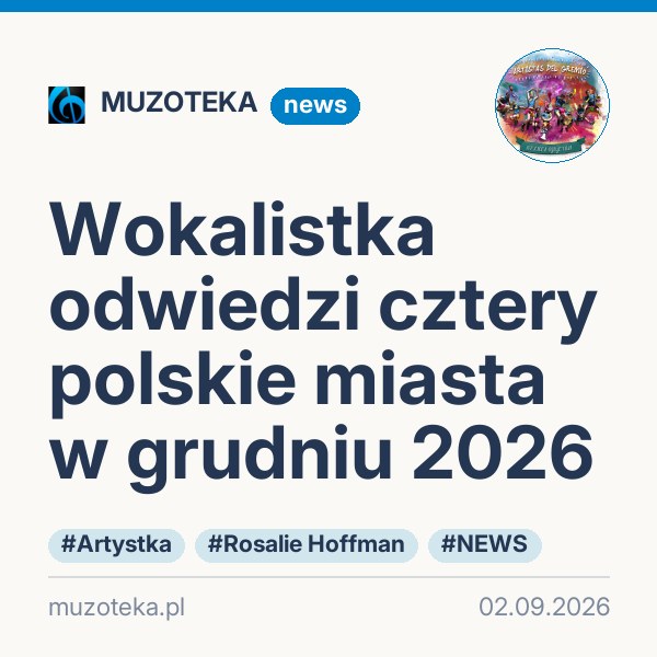 Wokalistka odwiedzi cztery polskie miasta w grudniu 2026