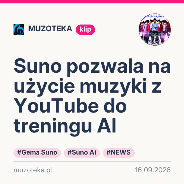Suno pozwala na użycie muzyki z YouTube do treningu AI