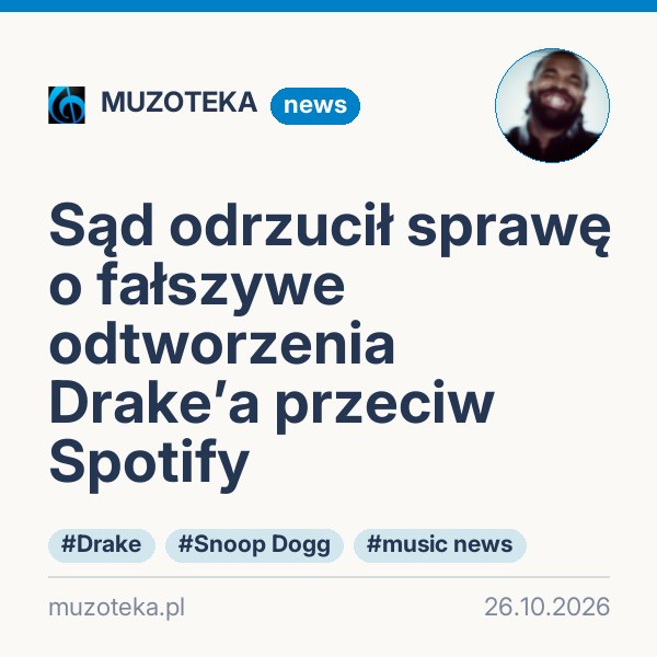 Sąd odrzucił sprawę o fałszywe odtworzenia Drake’a przeciw Spotify